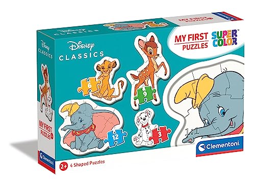 Clementoni 20806 Supercolor Disney Classic – Puzzle 3 + 6 + 9 + 12 Teile ab 2 Jahren, buntes Kinderpuzzle mit besonderer Leuchtkraft & Farbintensität, Geschicklichkeitsspiel für Kinder von Clementoni