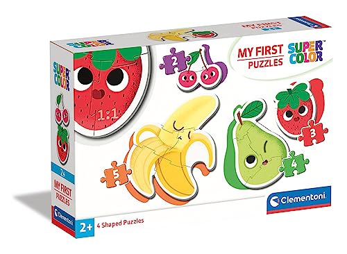 Clementoni 20815 Supercolor Früchte – Puzzle 2 + 3 + 4 + 5 Teile ab 2 Jahren, buntes Kinderpuzzle mit besonderer Leuchtkraft & Farbintensität, Geschicklichkeitsspiel für Kinder von Clementoni