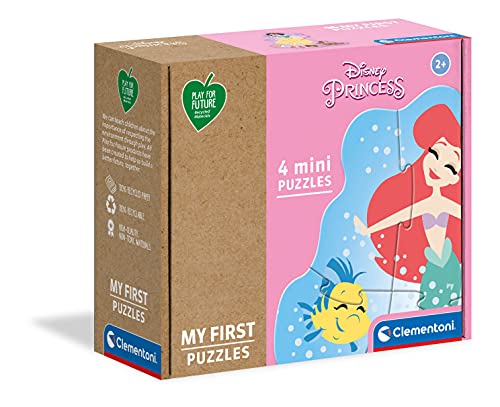 Clementoni 20825 My first puzzles Play for Future Princess – Puzzle 3 + 6 + 9 + 12 Teile ab 2 Jahren, 4 Kinderpuzzle aus recyceltem & recycelbarem Material, Denkspiel für Kinder von Clementoni