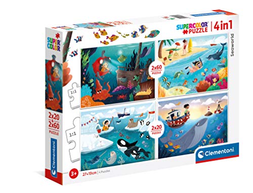 Clementoni 21308 Supercolor Seaworld – Puzzle 2 x 20 + 2 x 60 Teile ab 3 Jahren, buntes Kinderpuzzle mit besonderer Leuchtkraft & Farbintensität, Geschicklichkeitsspiel für Kinder Clementoni 21308 Supercolor Seaworld – Puzzle 2 x 20 + 2 x 60 Teile ab 3 Jahren, buntes Kinderpuzzle mit besonderer Leuchtkraft & Farbintensität, Geschicklichkeitsspiel für Kinder von Clementoni