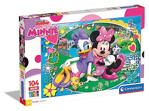 Clementoni 23708 Maxi Minnie Happy Helpers – Puzzle 104 Teile ab 4 Jahren, farbenfrohes Kinderpuzzle mit extra großen Puzzleteilen, Geschicklichkeitsspiel für Kinder von Clementoni