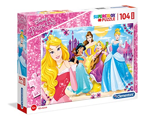 Clementoni 23714 Maxi Princess – Puzzle 104 Teile ab 4 Jahren, farbenfrohes Kinderpuzzle mit extra großen Puzzleteilen, Geschicklichkeitsspiel für Kinder von Clementoni