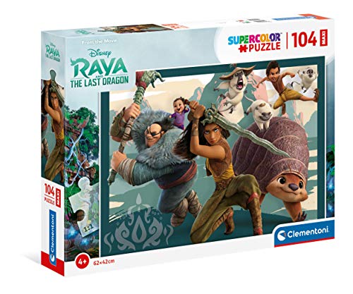 Clementoni 23750 Maxi Raya and the last dragon – Puzzle 104 Teile ab 4 Jahren, farbenfrohes Kinderpuzzle mit extra großen Puzzleteilen, Geschicklichkeitsspiel für Kinder von Clementoni