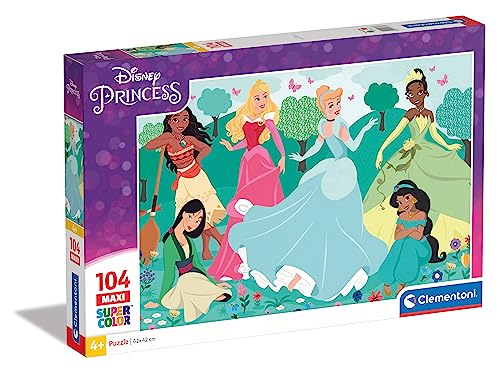 Clementoni 23767 Supercolor Disney Princess 104 Teile Maxi-Puzzle Für Kinder Ab 4 Jahren, Made In Italy, Mehrfarbig, Medium von Clementoni