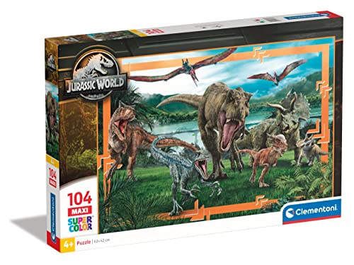 Clementoni - 23770 - Supercolor Puzzle - Jurassic World - Puzzle 104 Maxi Teile Ab 4 Jahren, Buntes Kinderpuzzle Mit Besonderer Leuchtkraft & Farbintensität, Geschicklichkeitsspiel Für Kinder Clementoni - 23770 - Supercolor Puzzle - Jurassic World - Puzzle 104 Maxi Teile Ab 4 Jahren, Buntes Kinderpuzzle Mit Besonderer Leuchtkraft & Farbintensität, Geschicklichkeitsspiel Für Kinder von Clementoni