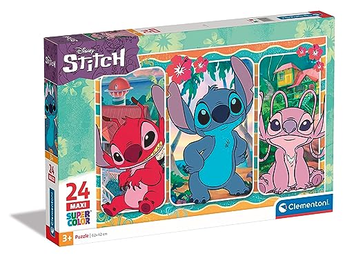 Disney Stitch Puzzle mit 24 Maxi-Teilen für Kinder ab 3 Jahren, buntes Kinderpuzzle mit besonderer Leuchtkraft, 24029 von Clementoni von Clementoni