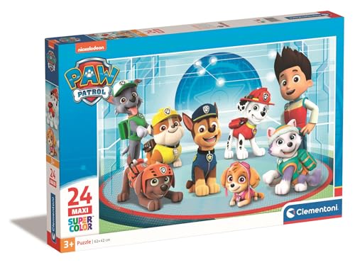 Clementoni 24211 Maxi Paw Patrol – Puzzle 24 Teile ab 3 Jahren, farbenfrohes Kinderpuzzle mit extra großen Puzzleteilen, Geschicklichkeitsspiel für Kinder von Clementoni