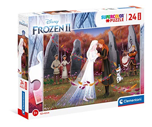Clementoni 24217 Maxi Frozen 2 – Puzzle 24 Teile ab 3 Jahren, farbenfrohes Kinderpuzzle mit extra großen Puzzleteilen, Geschicklichkeitsspiel für Kinder von Clementoni