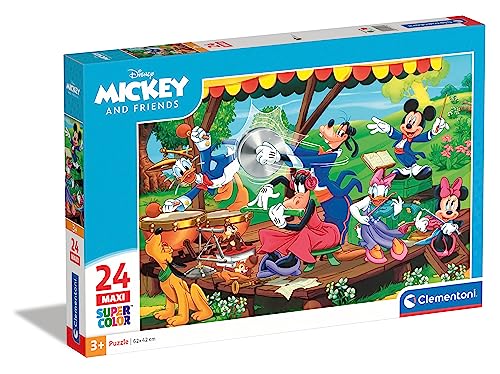 Clementoni 24218 Maxi Mickey & Friends – Puzzle 24 Teile ab 3 Jahren, farbenfrohes Kinderpuzzle mit extra großen Puzzleteilen, Geschicklichkeitsspiel für Kinder von Clementoni