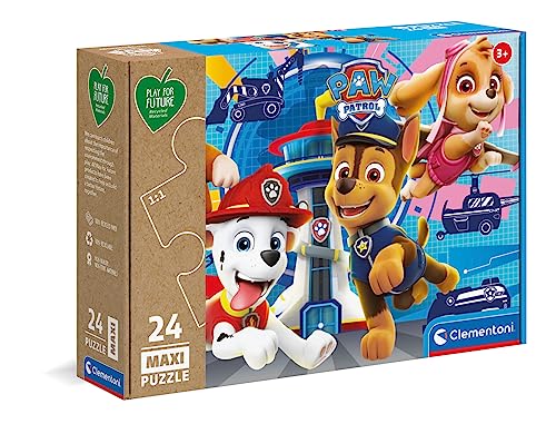 Clementoni 24220 Maxi Play for Future Paw Patrol – Puzzle 24 Teile ab 3 Jahren, Kinderpuzzle aus recyceltem & recycelbarem Material, Denkspiel für Kinder von Clementoni