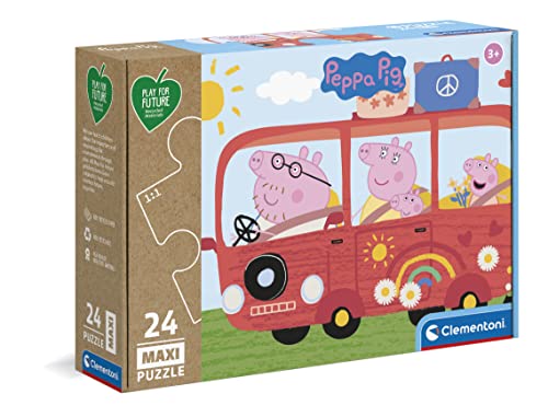 Clementoni 24221 Maxi Play for Future Peppa Pig – Puzzle 24 Teile ab 3 Jahren, Kinderpuzzle aus recyceltem & recycelbarem Material, Denkspiel für Kinder von Clementoni