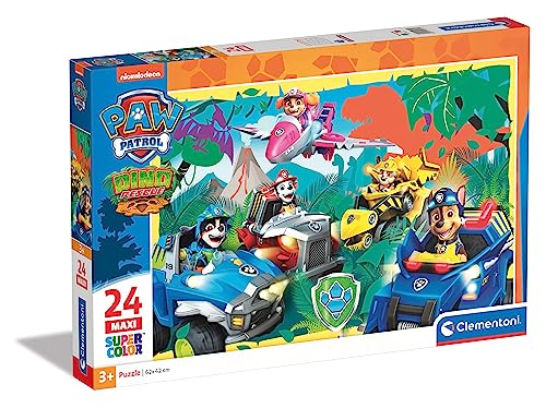 Clementoni 24235 Paw Patrol Supercolor Puzzle Patrol-24 Maxi-Teile Ab 3 Jahren, buntes Kinderpuzzle mit besonderer Leuchtkraft & Farbintensität, Geschicklichkeitsspiel für Kinder, Mehrfarbig von Clementoni