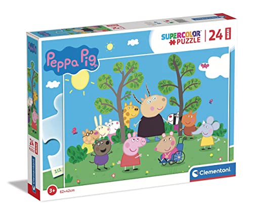 Clementoni 24237 Supercolor Peppa Pig-Puzzle 24 Maxi Teile Ab 3 Jahren, Buntes Kinderpuzzle Mit Besonderer Leuchtkraft & Farbintensität, Geschicklichkeitsspiel Für Kinder, Mehrfarbig von Clementoni