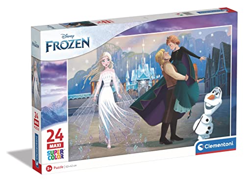 Clementoni 24242 Supercolor Disney Frozen-Puzzle 24 Maxi Teile Ab 3 Jahren, Buntes Kinderpuzzle Mit Besonderer Leuchtkraft & Farbintensität, Geschicklichkeitsspiel Für Kinder, Mehrfarbig von Clementoni