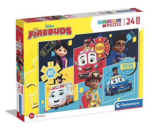 Clementoni 24244 Supercolor Firebuds-Puzzle 24 Maxi Teile Ab 3 Jahren, Buntes Kinderpuzzle Mit Besonderer Leuchtkraft & Farbintensität, Geschicklichkeitsspiel Für Kinder von Clementoni