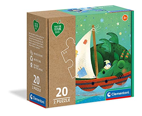 Clementoni 24770 Play for Future Sweet Dreams – Puzzle 2 x 20 Teile ab 3 Jahren, 2 Kinderpuzzle aus recyceltem & recycelbarem Material, Denkspiel für Kinder von Clementoni