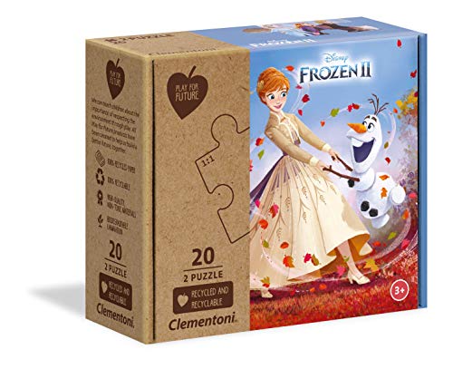 Clementoni 24773 Play for Future Frozen 2 – Puzzle 2 x 20 Teile ab 3 Jahren, 2 Kinderpuzzle aus recyceltem & recycelbarem Material, Denkspiel für Kinder von Clementoni