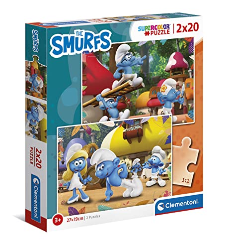 Clementoni - 24789 - Supercolor Puzzle The Smurfs - 2 Puzzle Mit 20 Teile - Puzzle Für Kinder Ab 3 Jahren, Made In Italy von Clementoni