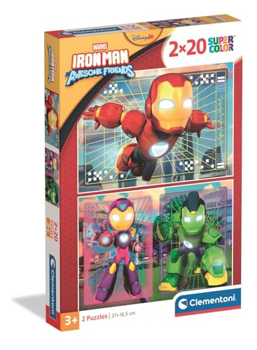 Clementoni 24828 Ironman – Puzzle 2x20 Teile, Superhelden-Set für Kinder ab 4 Jahren von Clementoni