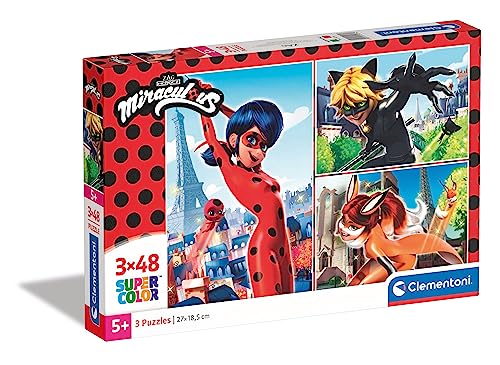 Clementoni - 25234 - Supercolor Puzzle - Miraculous - 3 x 48 Teile von Clementoni
