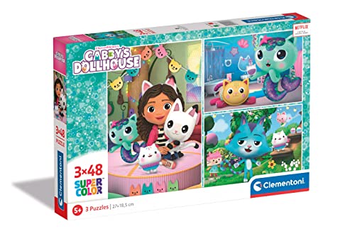 Clementoni DreamWorks Gabby's Dollhouse - 3 Puzzle mit 48 Teilen für Kinder ab 5 Jahren, Buntes Kinderpuzzle mit besonderer Leuchtkraft, 25289 von Clementoni Clementoni DreamWorks Gabby's Dollhouse - 3 Puzzle mit 48 Teilen für Kinder ab 5 Jahren, Buntes Kinderpuzzle mit besonderer Leuchtkraft, 25289 von Clementoni von Clementoni