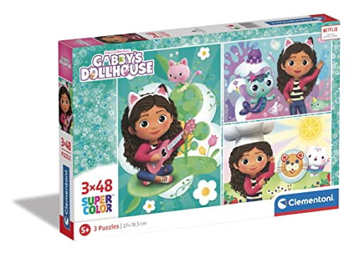 Clementoni DreamWorks Gabby's Dollhouse - 3 Puzzle mit 48 Teilen für Kinder ab 5 Jahren, Buntes Kinderpuzzle mit besonderer Leuchtkraft, 25290 von Clementoni Clementoni DreamWorks Gabby's Dollhouse - 3 Puzzle mit 48 Teilen für Kinder ab 5 Jahren, Buntes Kinderpuzzle mit besonderer Leuchtkraft, 25290 von Clementoni von Clementoni