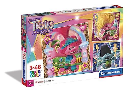 Clementoni - 25292 - Supercolor Puzzle - Trolls 3-3 Puzzle mit 48 Teile Ab 5 Jahren, Buntes Kinderpuzzle Mit Besonderer Leuchtkraft & Farbintensität, Geschicklichkeitsspiel Für Kinder Clementoni - 25292 - Supercolor Puzzle - Trolls 3-3 Puzzle mit 48 Teile Ab 5 Jahren, Buntes Kinderpuzzle Mit Besonderer Leuchtkraft & Farbintensität, Geschicklichkeitsspiel Für Kinder von Clementoni