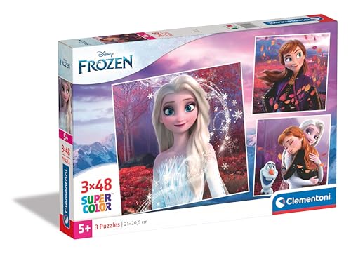 Clementoni 25297 Supercolor Disney Frozen-3 Puzzle mit 48 Teile Ab 5 Jahren, Buntes Kinderpuzzle Mit Besonderer Leuchtkraft & Farbintensität, Geschicklichkeitsspiel Für Kinder von Clementoni