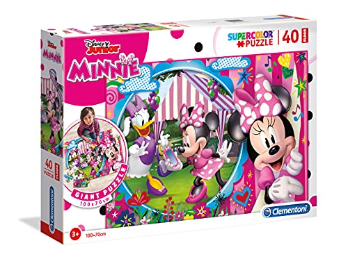 Clementoni 25462 Bodenpuzzle Minnie Happy Helpers – Puzzle 40 Teile ab 3 Jahren, buntes Riesenpuzzle zum Zusammensetzen auf dem Boden, extra große Puzzleteile, Denkspiel für Kinder von Clementoni