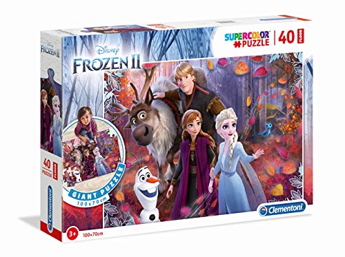 Clementoni 25464 Bodenpuzzle Frozen 2 – Puzzle 40 Teile ab 3 Jahren, buntes Riesenpuzzle zum Zusammensetzen auf dem Boden, extra große Puzzleteile, Denkspiel für Kinder von Clementoni