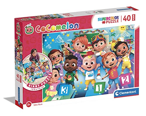 Clementoni 25469 Riesenpuzzle Supercolor Cocomelon – 40 Teile – Made in Italy, Kinderpuzzle, 3 Jahre, Bodenpuzzle, Cartoon-Puzzle, große Fliesen, Mehrfarbig, Medium von Clementoni