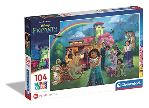 Clementoni - 25746 - Supercolor Puzzle - Disney Encanto - Puzzle 104 Teile Ab 6 Jahren, Buntes Kinderpuzzle Mit Besonderer Leuchtkraft & Farbintensität, Geschicklichkeitsspiel Für Kinder von Clementoni