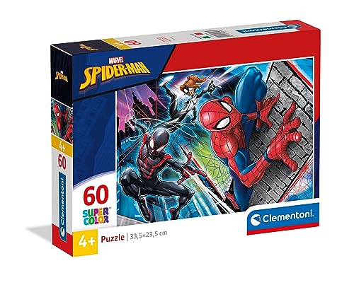 Clementoni 26048 Supercolor Spiderman – Puzzle 60 Teile ab 4 Jahren, buntes Kinderpuzzle mit besonderer Leuchtkraft & Farbintensität, Geschicklichkeitsspiel für Kinder von Clementoni