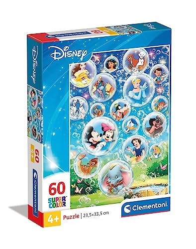 Clementoni 26049 Supercolor Disney Classic – Puzzle 60 Teile ab 4 Jahren, buntes Kinderpuzzle mit besonderer Leuchtkraft & Farbintensität, Geschicklichkeitsspiel für Kinder von Clementoni