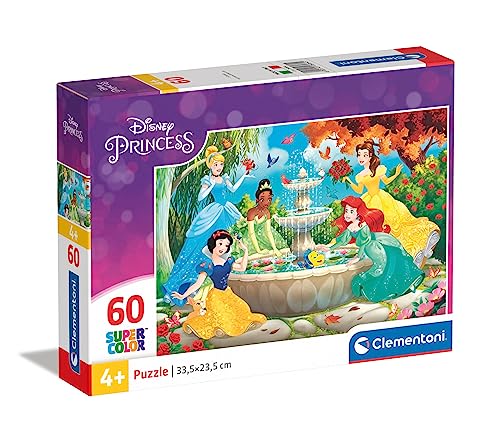 Clementoni 26064 Supercolor Princess – Puzzle 60 Teile ab 4 Jahren, buntes Kinderpuzzle mit besonderer Leuchtkraft & Farbintensität, Geschicklichkeitsspiel für Kinder von Clementoni