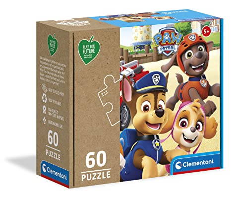 Clementoni 26102 Play for Future Paw Patrol – Puzzle 60 Teile ab 5 Jahren, Kinderpuzzle aus recyceltem & recycelbarem Material, Denkspiel für Kinder von Clementoni