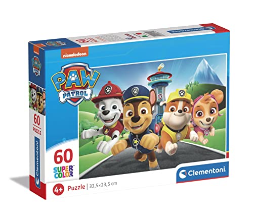 Clementoni 26114 Supercolor Paw Patrol-Puzzle 60 Teile Ab 5 Jahren, Buntes Kinderpuzzle Mit Besonderer Leuchtkraft & Farbintensität, Geschicklichkeitsspiel Für Kinder von Clementoni