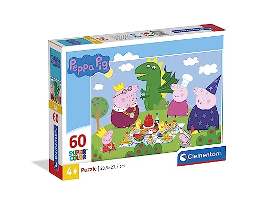 Clementoni 26204 Supercolor Peppa Pig-Puzzle 60 Teile Ab 4 Jahren, Buntes Kinderpuzzle Mit Besonderer Leuchtkraft & Farbintensität, Geschicklichkeitsspiel Für Kinder von Clementoni
