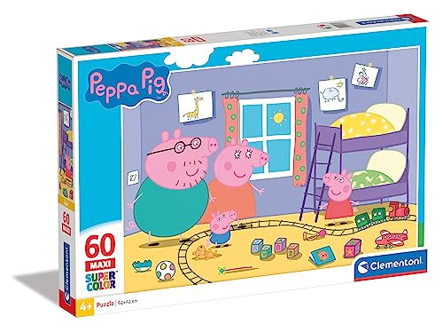Clementoni 26438 Maxi Peppa Pig – Puzzle 60 Teile ab 4 Jahren, farbenfrohes Kinderpuzzle mit extra großen Puzzleteilen, Geschicklichkeitsspiel für Kinder von Clementoni