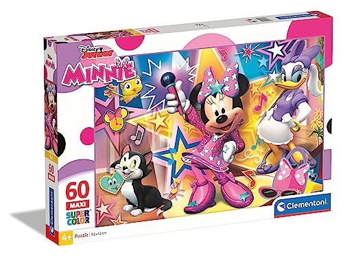 Clementoni 26443 Maxi Minnie Happy Helpers – Puzzle 60 Teile ab 4 Jahren, farbenfrohes Kinderpuzzle mit extra großen Puzzleteilen, Geschicklichkeitsspiel für Kinder von Clementoni