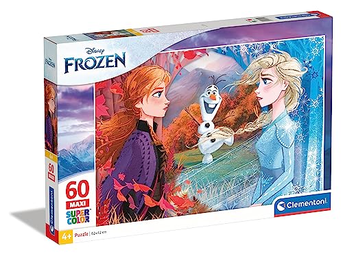 Clementoni 26452 Maxi Frozen 2 – Puzzle 60 Teile ab 4 Jahren, farbenfrohes Kinderpuzzle mit extra großen Puzzleteilen, Geschicklichkeitsspiel für Kinder von Clementoni