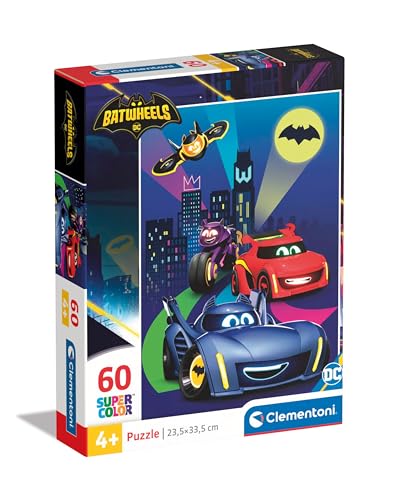 Clementoni 26593 Supercolor Batwheels – 60 Teile Kinder 4 Jahre, Cartoon-Puzzle, hergestellt in Italien, Mehrfarbig von Clementoni