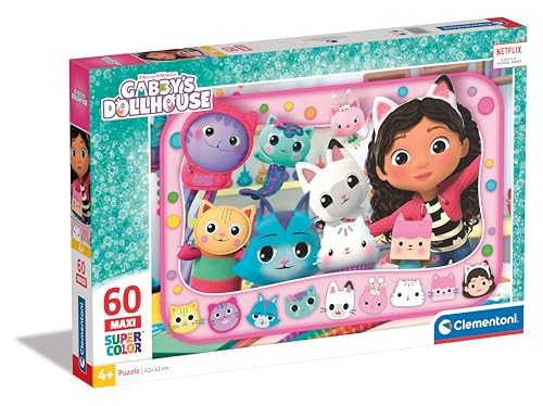 Clementoni 26598 Puppenhaus Supercolor Gabby's Dollhouse – 60 Maxi Teile Kinder 4 Jahre, Puzzle mit Cartoons, hergestellt in Italien, Mehrfarbig von Clementoni