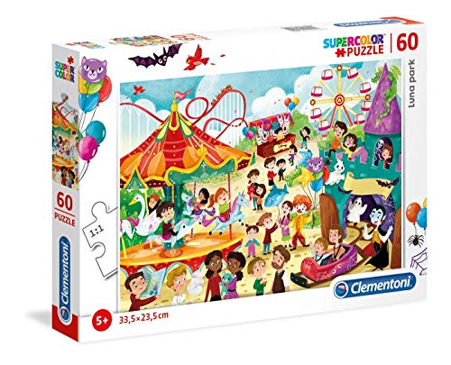 Clementoni 26991 Supercolor Luna Park – Puzzle 60 Teile ab 4 Jahren, buntes Kinderpuzzle mit besonderer Leuchtkraft & Farbintensität, Geschicklichkeitsspiel für Kinder von Clementoni
