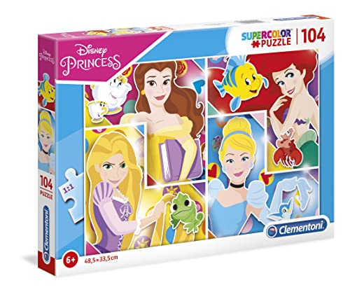 Clementoni 27146 Supercolor Princess – Puzzle 104 Teile ab 6 Jahren, buntes Kinderpuzzle mit besonderer Leuchtkraft & Farbintensität, Geschicklichkeitsspiel für Kinder Clementoni 27146 Supercolor Princess – Puzzle 104 Teile ab 6 Jahren, buntes Kinderpuzzle mit besonderer Leuchtkraft & Farbintensität, Geschicklichkeitsspiel für Kinder von Clementoni