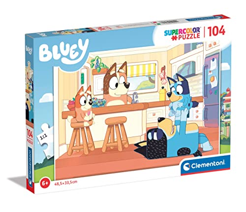 Clementoni 27169 Supercolor Bluey – 104 Teile Kinder 6 Jahre, Cartoon-Puzzle – Made in Italy, Mehrfarbig von Clementoni