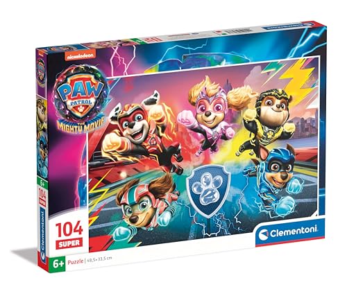 Clementoni 27236 Supercolor Paw Patrol The Mighty Movie – 104 Teile Kinder 6 Jahre, Cartoon-Puzzle, hergestellt in Italien von Clementoni