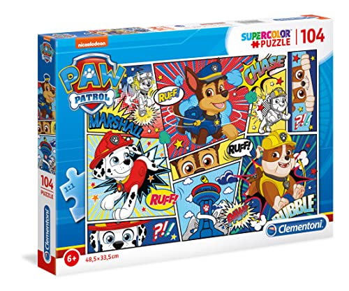 Clementoni 27261 Supercolor Paw Patrol – Puzzle 104 Teile ab 6 Jahren, buntes Kinderpuzzle mit besonderer Leuchtkraft & Farbintensität, Geschicklichkeitsspiel für Kinder Clementoni 27261 Supercolor Paw Patrol – Puzzle 104 Teile ab 6 Jahren, buntes Kinderpuzzle mit besonderer Leuchtkraft & Farbintensität, Geschicklichkeitsspiel für Kinder von Clementoni