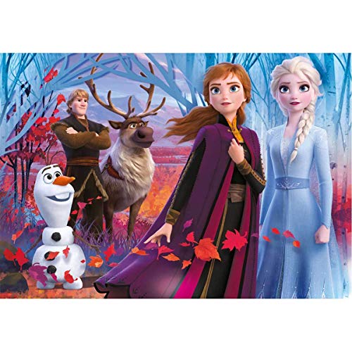 Clementoni 27274 Supercolor Frozen 2 – Puzzle 104 Teile ab 6 Jahren, buntes Kinderpuzzle mit besonderer Leuchtkraft & Farbintensität, Geschicklichkeitsspiel für Kinder von Clementoni