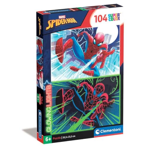 Clementoni - 27555 - Supercolor Puzzle Glowing Lights Marvel Spiderman - 104 Teile Ab 6 Jahren, buntes Kinderpuzzle mit besonderer Leuchtkraft & Farbintensität, Geschicklichkeitsspiel für Kinder Clementoni - 27555 - Supercolor Puzzle Glowing Lights Marvel Spiderman - 104 Teile Ab 6 Jahren, buntes Kinderpuzzle mit besonderer Leuchtkraft & Farbintensität, Geschicklichkeitsspiel für Kinder von Clementoni